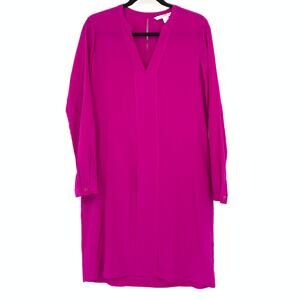 Diane Von Furstenburg Dress Women's Size 6 Hilary Long Sleeve Silk Fuchsia Pink